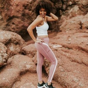 Senita Pink and White Full Length Leggings